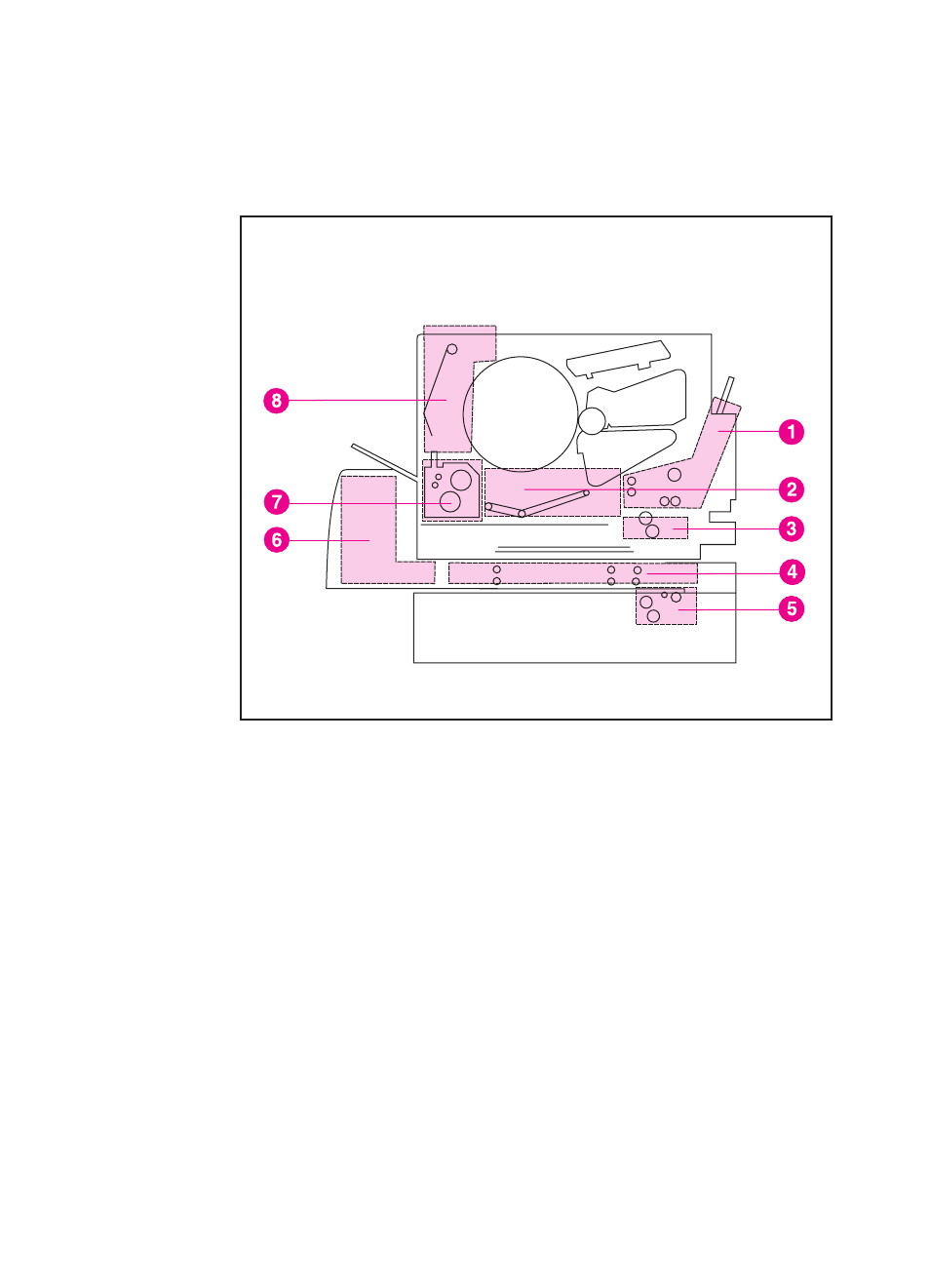 Paper jam locations | HP Color LaserJet 4500 Printer series User Manual | Page 135 / 220