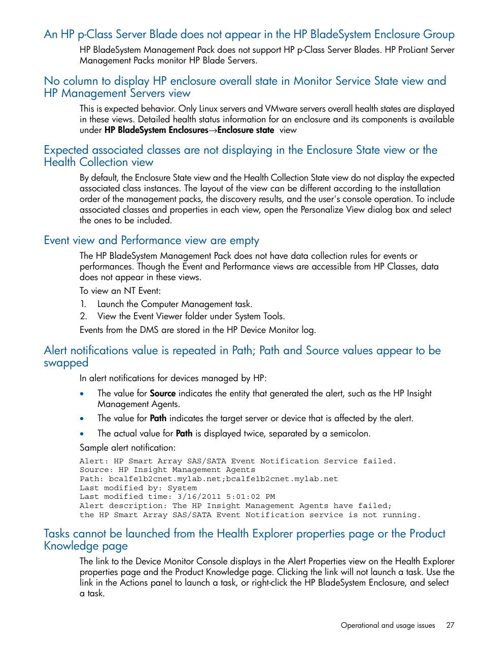 Event view and performance view are empty | HP OneView for Microsoft System Center User Manual | Page 27 / 33