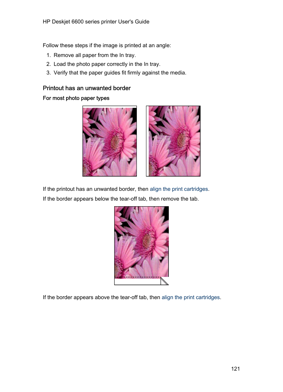 Printout has an unwanted border, For most photo paper types | HP Deskjet 6620 Color Inkjet Printer User Manual | Page 121 / 157