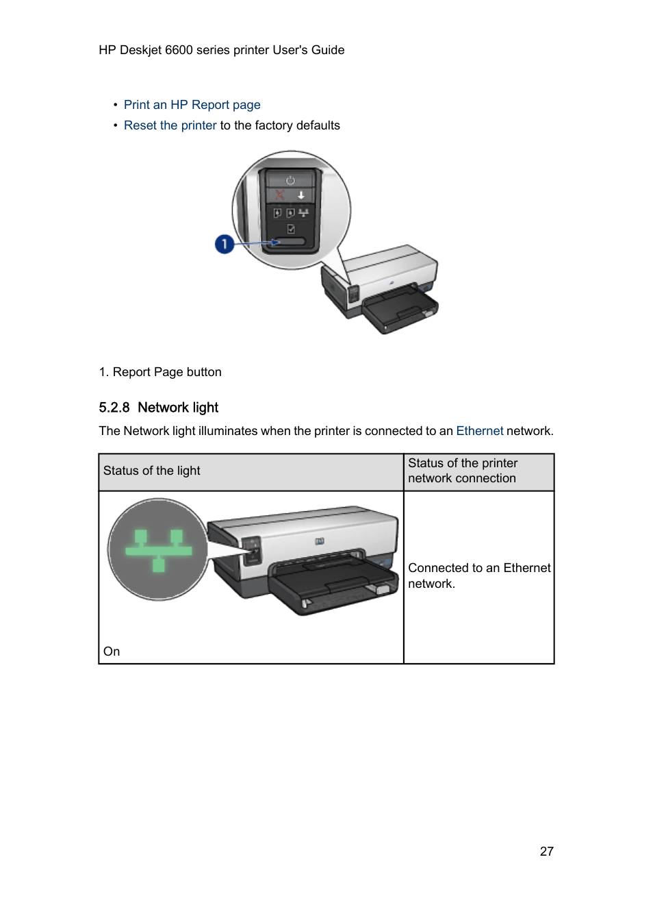 8 network light, Network light | HP Deskjet 6620 Color Inkjet Printer User Manual | Page 27 / 157