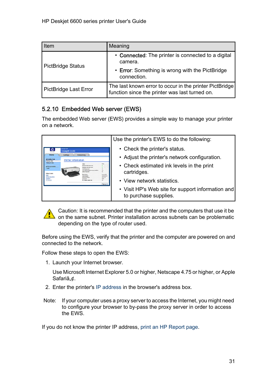 10 embedded web server (ews), Embedded web server (ews), Embedded web server | HP Deskjet 6620 Color Inkjet Printer User Manual | Page 31 / 157