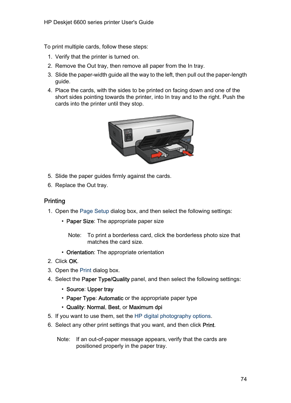 Printing | HP Deskjet 6620 Color Inkjet Printer User Manual | Page 74 / 157