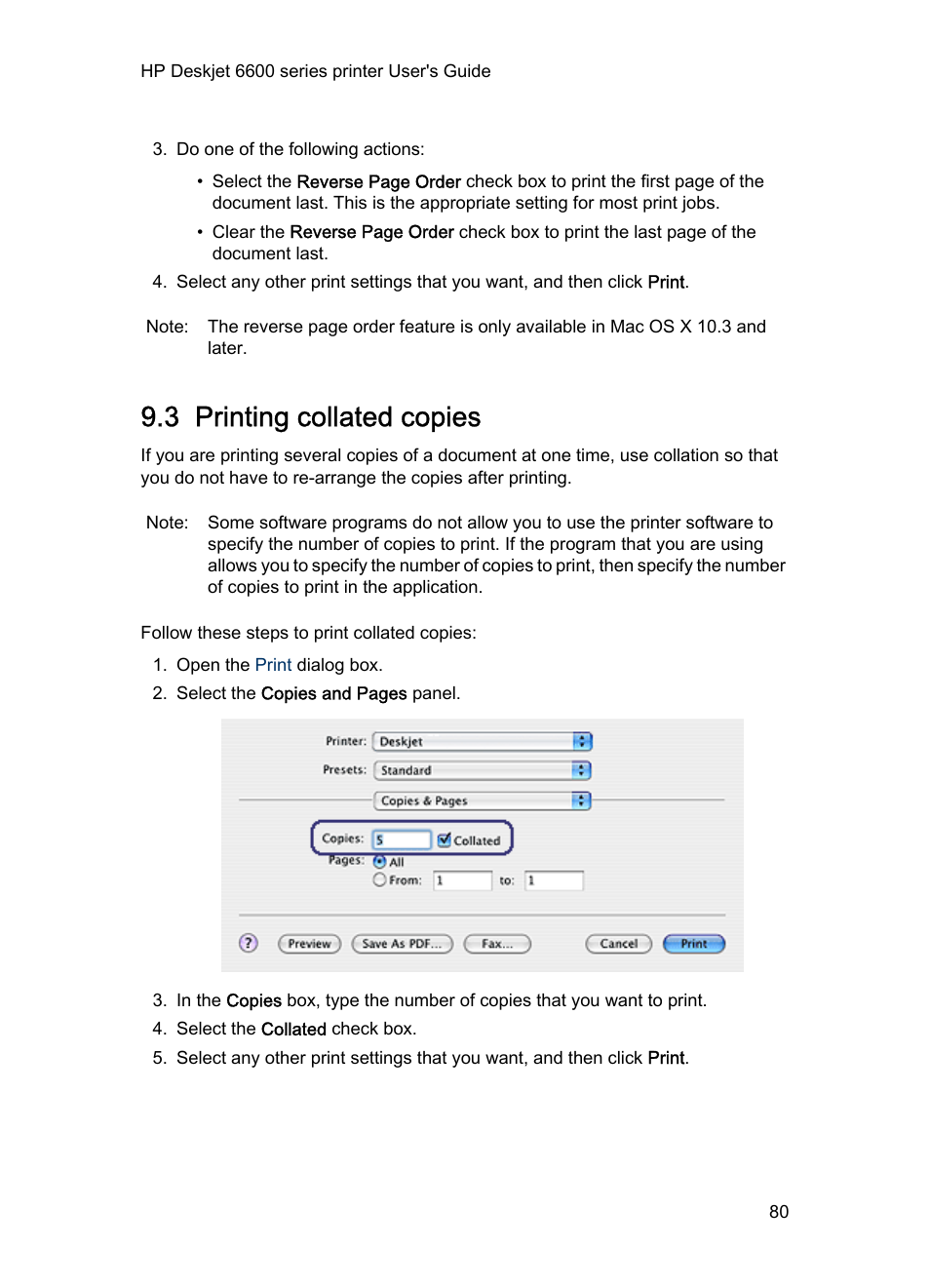 3 printing collated copies, Collated copies | HP Deskjet 6620 Color Inkjet Printer User Manual | Page 80 / 157