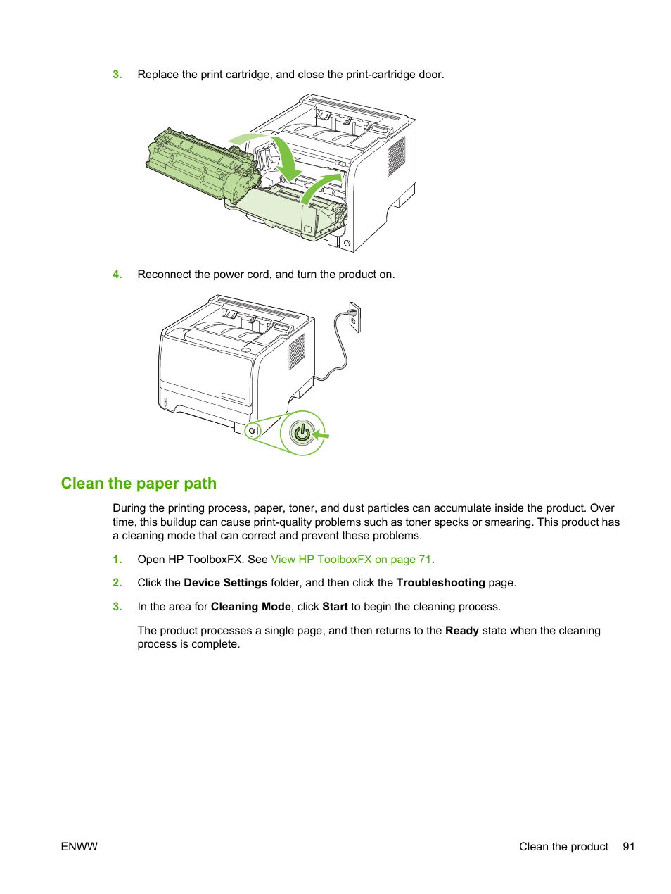 Clean the paper path | HP LaserJet P2055dn User Manual | Page 103 / 176