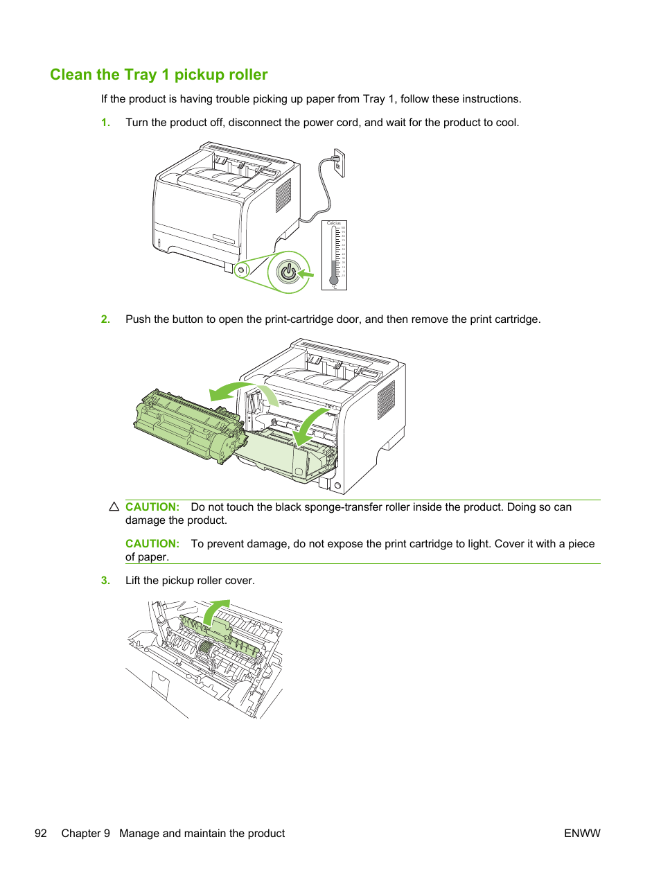 Clean the tray 1 pickup roller | HP LaserJet P2055dn User Manual | Page 104 / 176