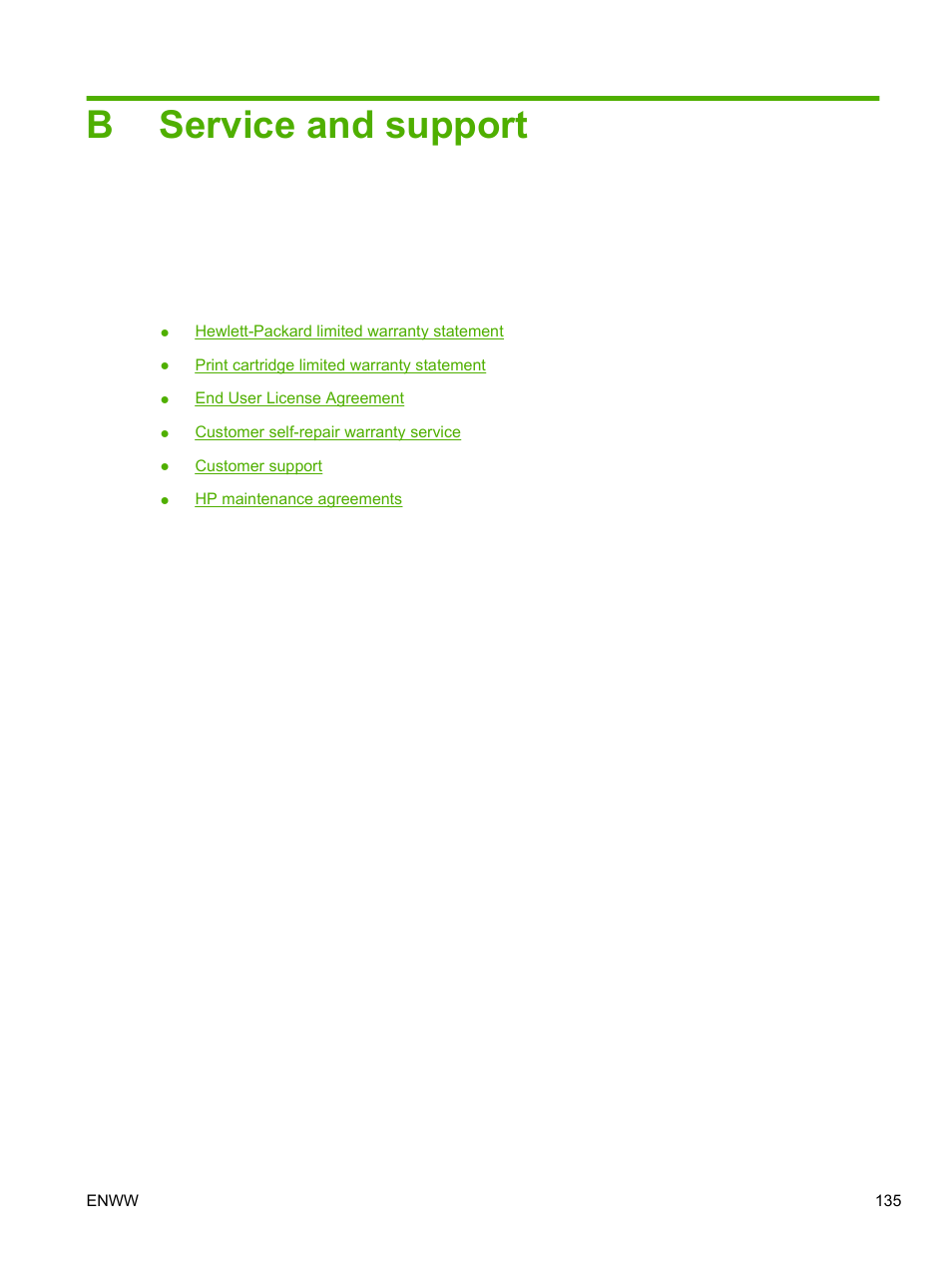 Service and support, Appendix b service and support, Bservice and support | HP LaserJet P2055dn User Manual | Page 147 / 176