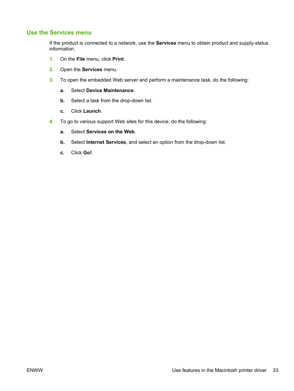 Use the services menu | HP LaserJet P2055dn User Manual | Page 45 / 176