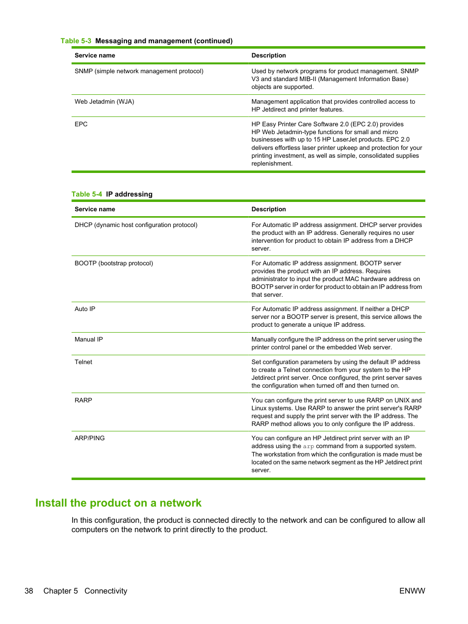 Install the product on a network | HP LaserJet P2055dn User Manual | Page 50 / 176