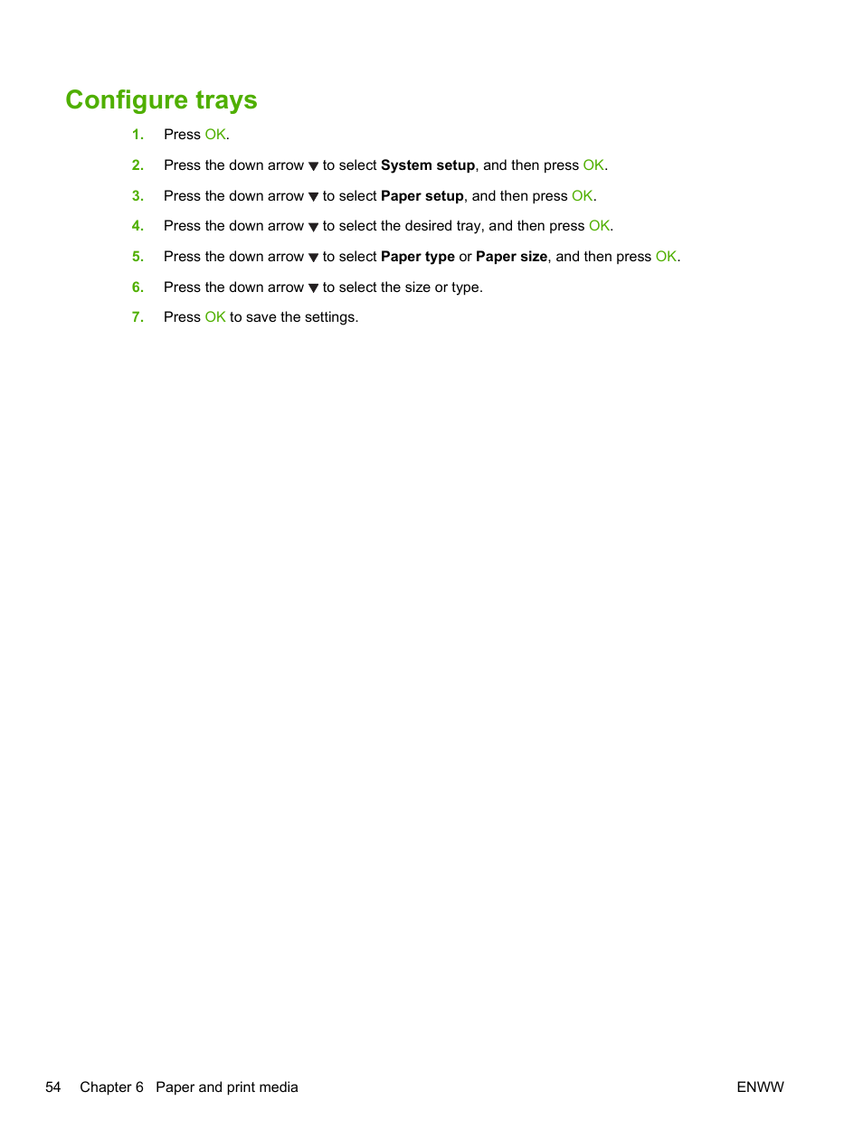 Configure trays | HP LaserJet P2055dn User Manual | Page 66 / 176