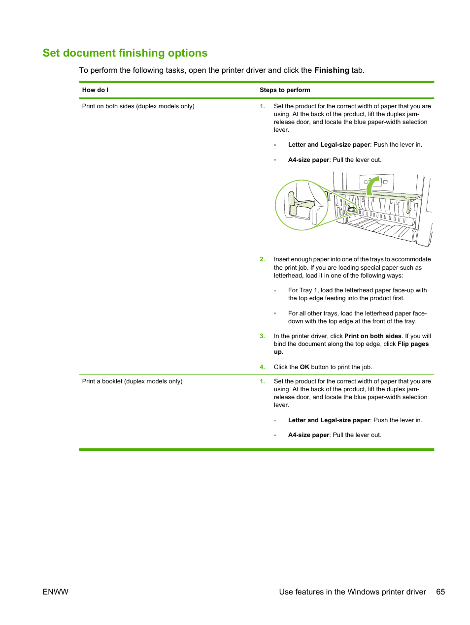 Set document finishing options | HP LaserJet P2055dn User Manual | Page 77 / 176