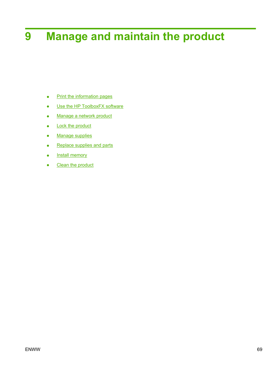 Manage and maintain the product, 9 manage and maintain the product, 9manage and maintain the product | HP LaserJet P2055dn User Manual | Page 81 / 176
