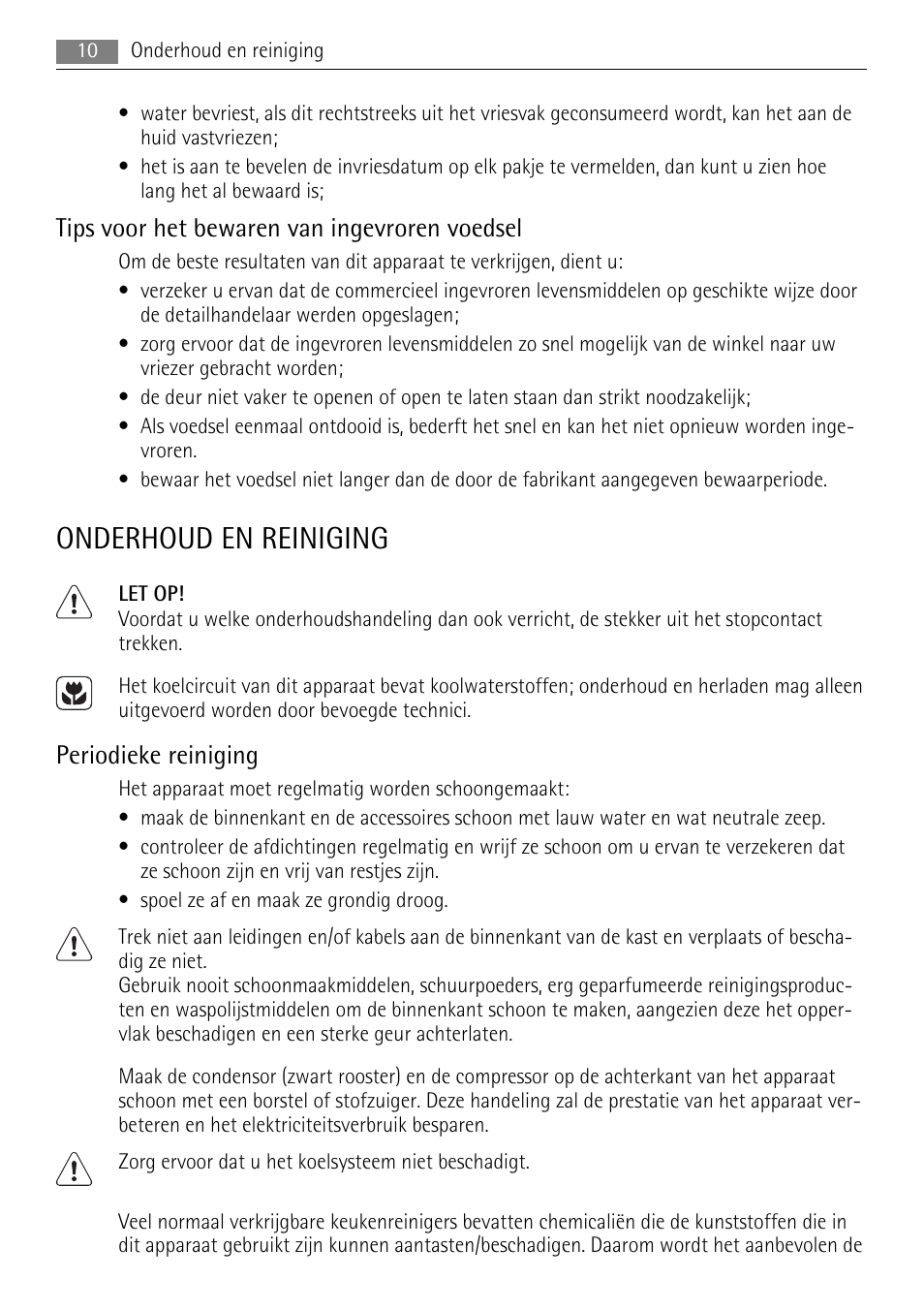 Onderhoud en reiniging, Tips voor het bewaren van ingevroren voedsel, Periodieke reiniging | AEG A42000GNW0 User Manual | Page 10 / 64