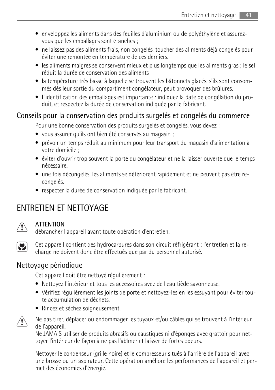 Entretien et nettoyage, Nettoyage périodique | AEG A42000GNW0 User Manual | Page 41 / 64