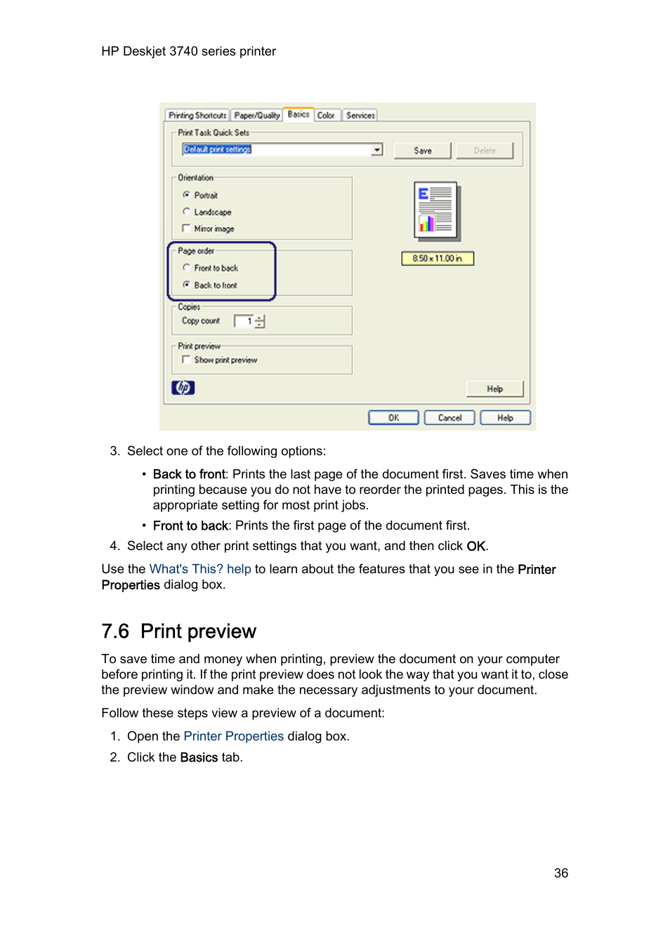 6 print preview, Preview | HP Deskjet 3745 Color Inkjet Printer User Manual | Page 36 / 73