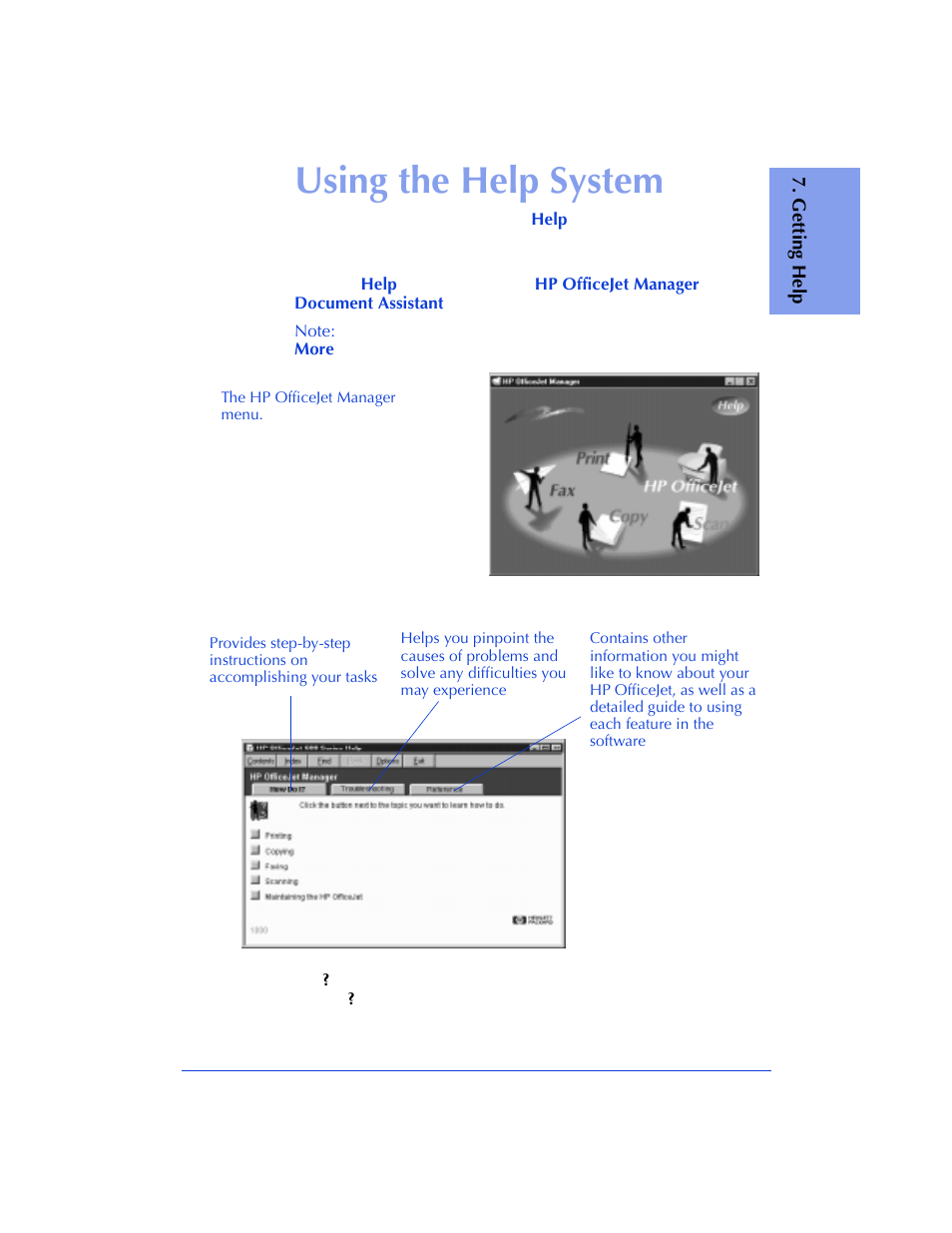 Using the help system | HP Officejet 600 All-in-One Printer User Manual | Page 103 / 140