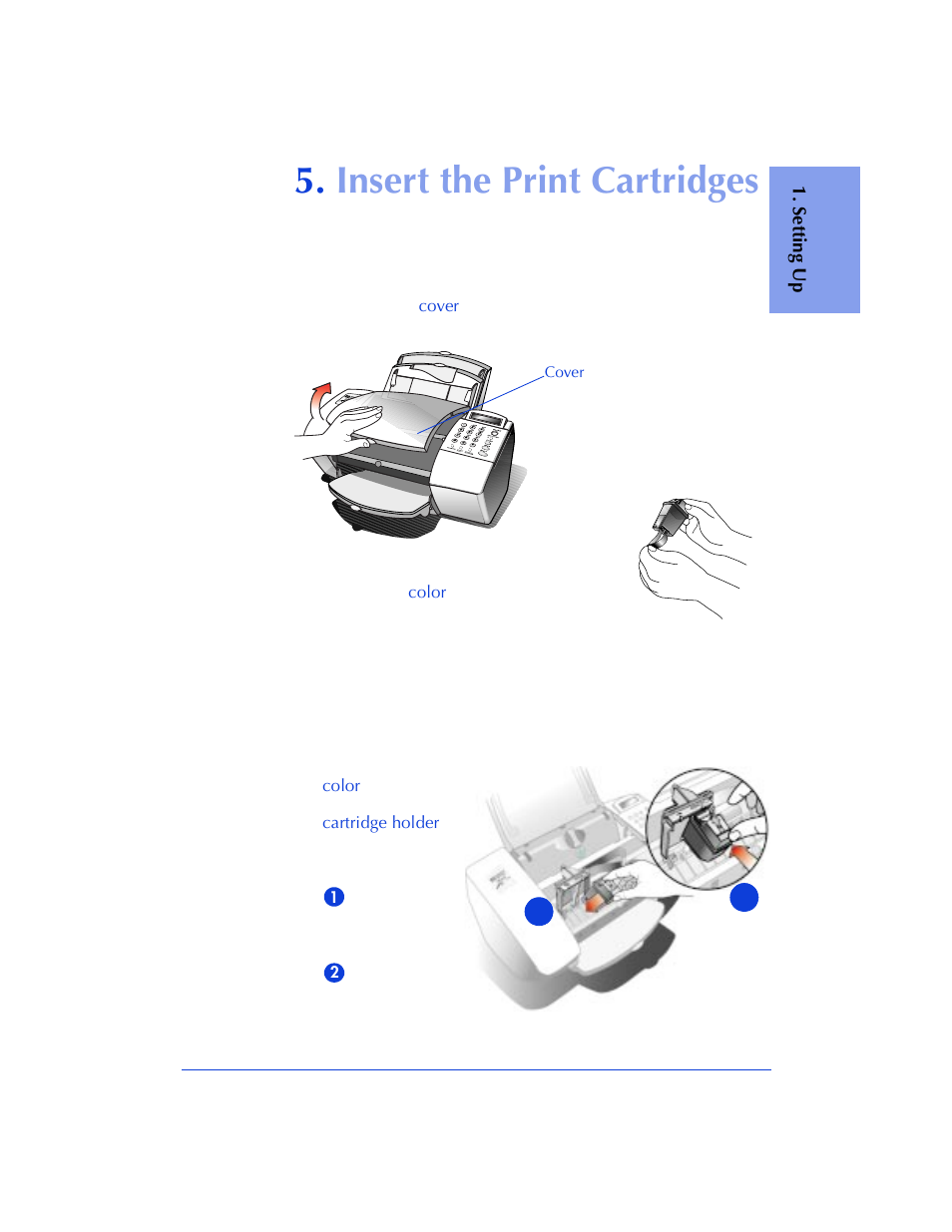 Insert the print cartridges | HP Officejet 600 All-in-One Printer User Manual | Page 13 / 140