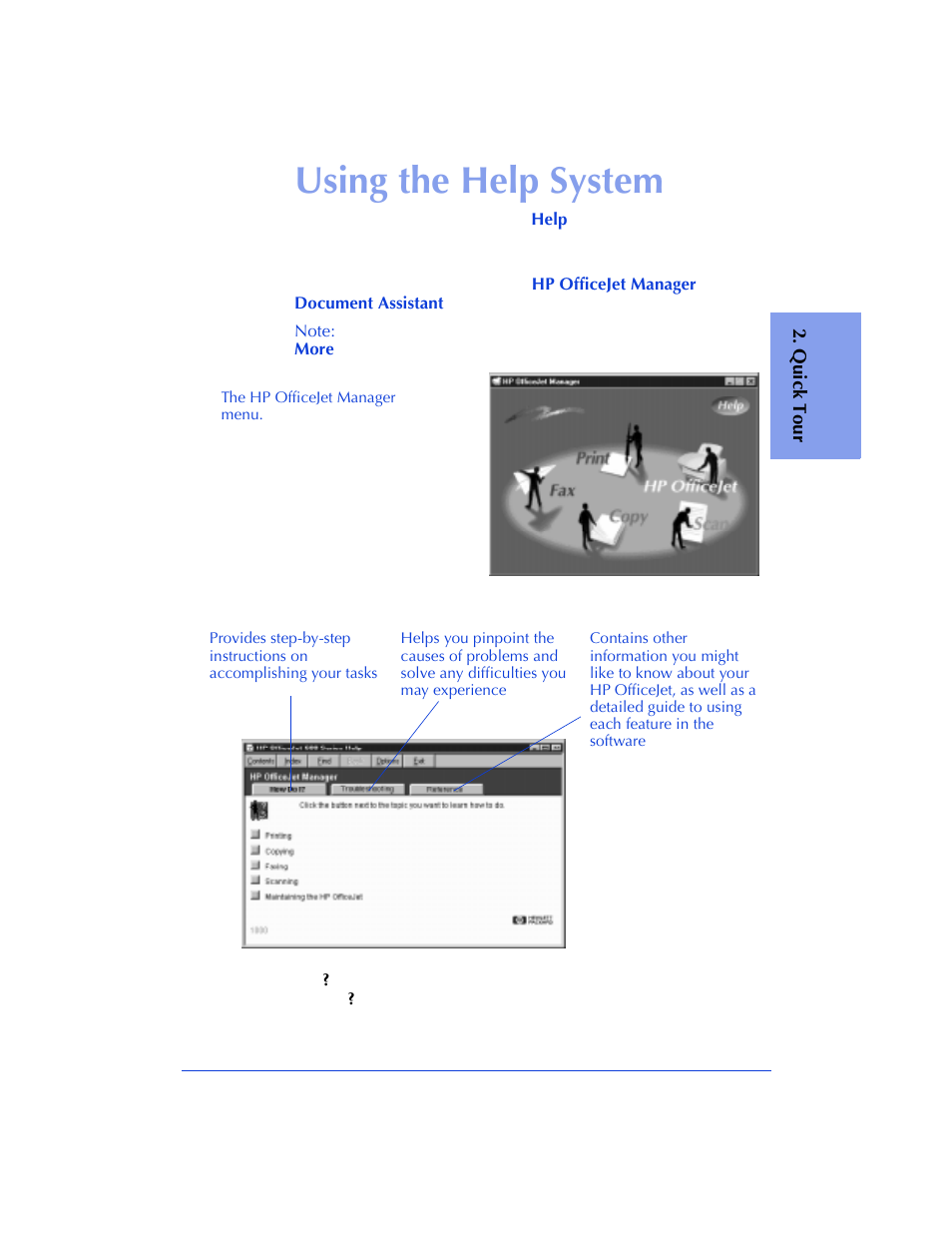 Using the help system | HP Officejet 600 All-in-One Printer User Manual | Page 45 / 140