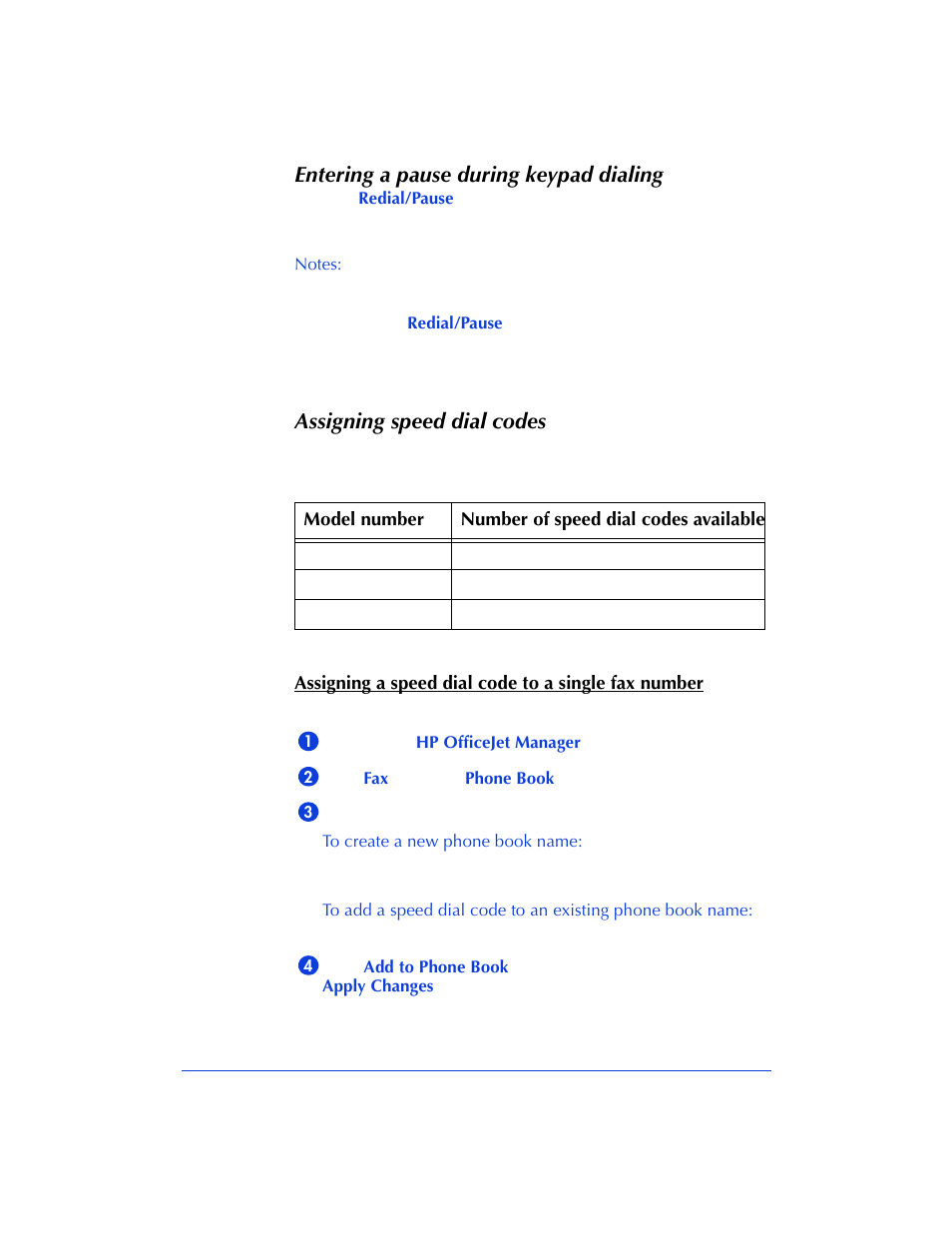 Entering a pause during keypad dialing, Assigning speed dial codes | HP Officejet 600 All-in-One Printer User Manual | Page 60 / 140