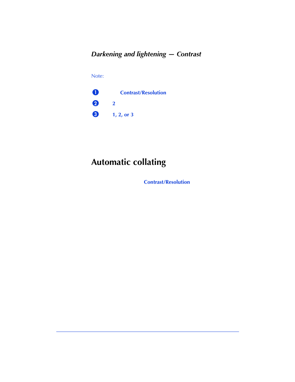 Automatic collating, Darkening and lightening — contrast | HP Officejet 600 All-in-One Printer User Manual | Page 76 / 140