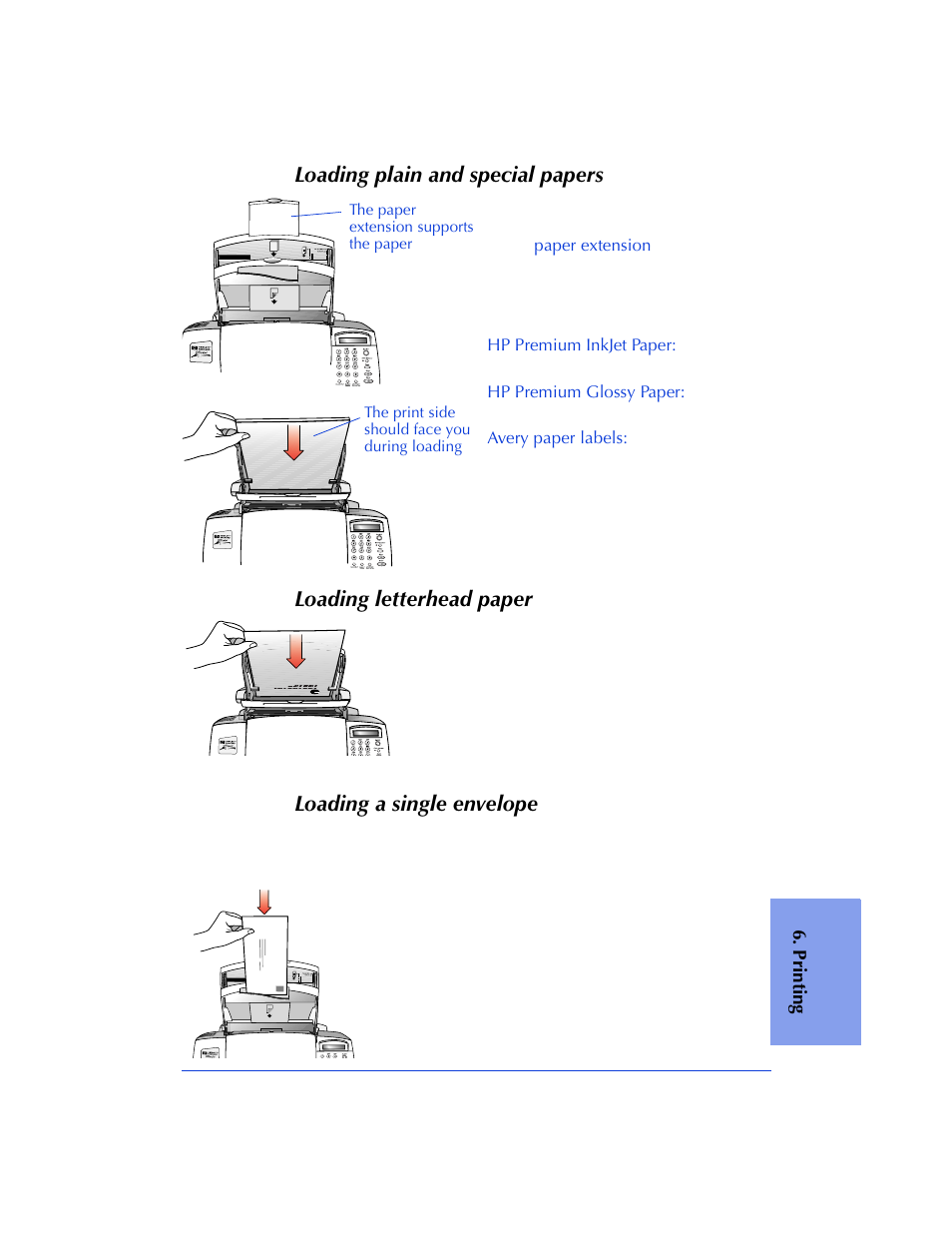 Loading plain and special papers, Loading letterhead paper, Loading a single envelope | HP Officejet 600 All-in-One Printer User Manual | Page 93 / 140