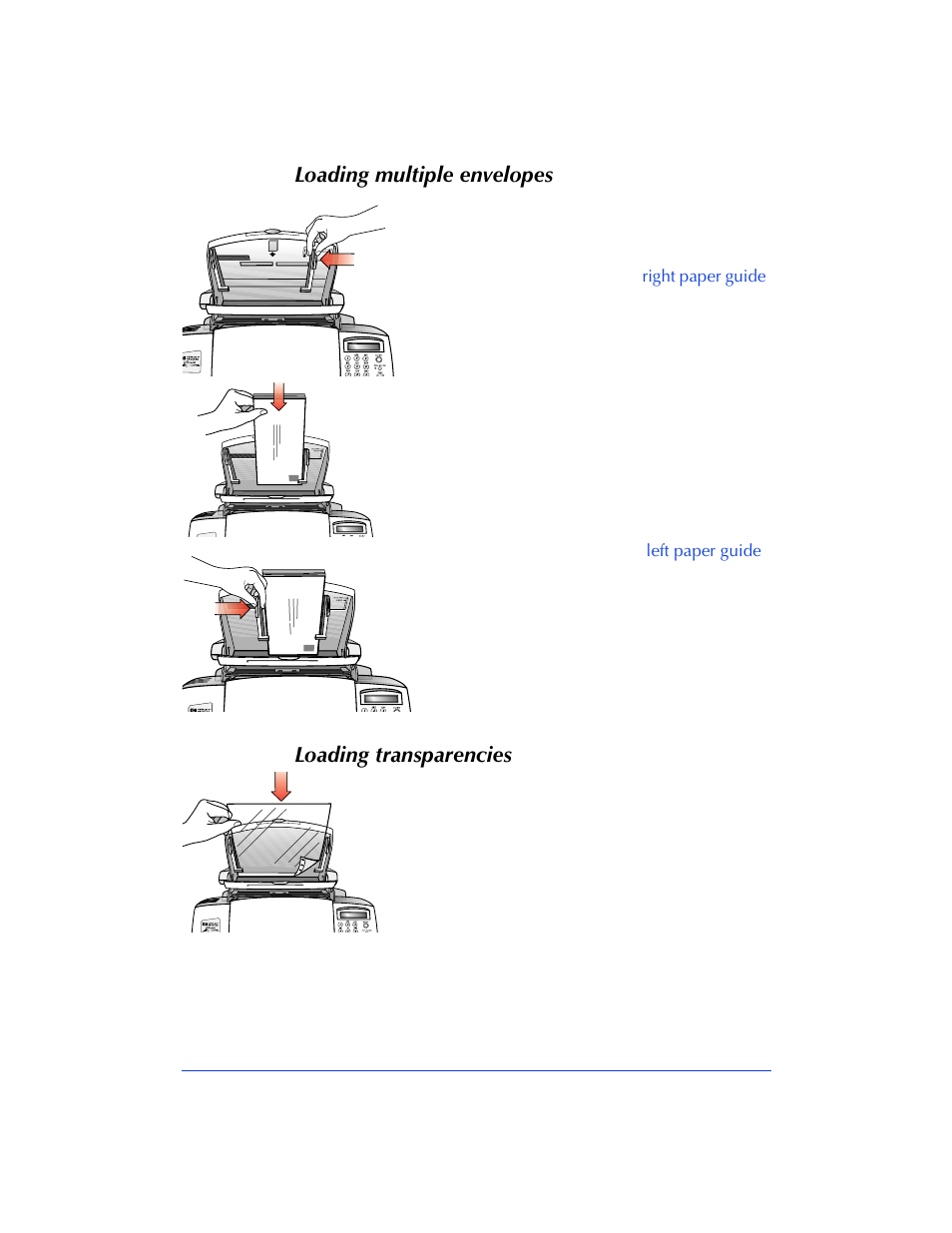 Loading multiple envelopes, Loading transparencies | HP Officejet 600 All-in-One Printer User Manual | Page 94 / 140