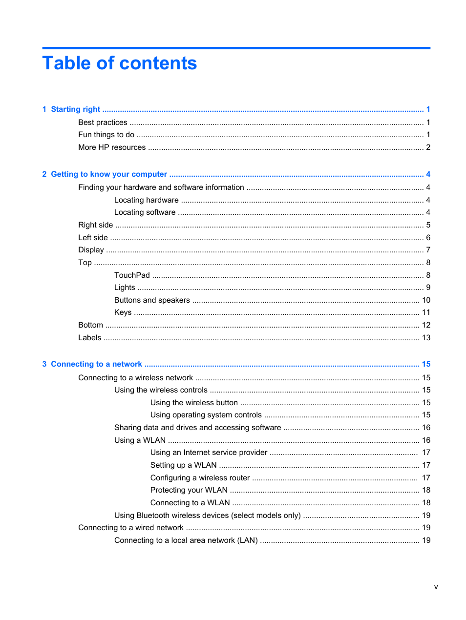 HP Pavilion TouchSmart 11z-e000 CTO Notebook PC User Manual | Page 5 / 87