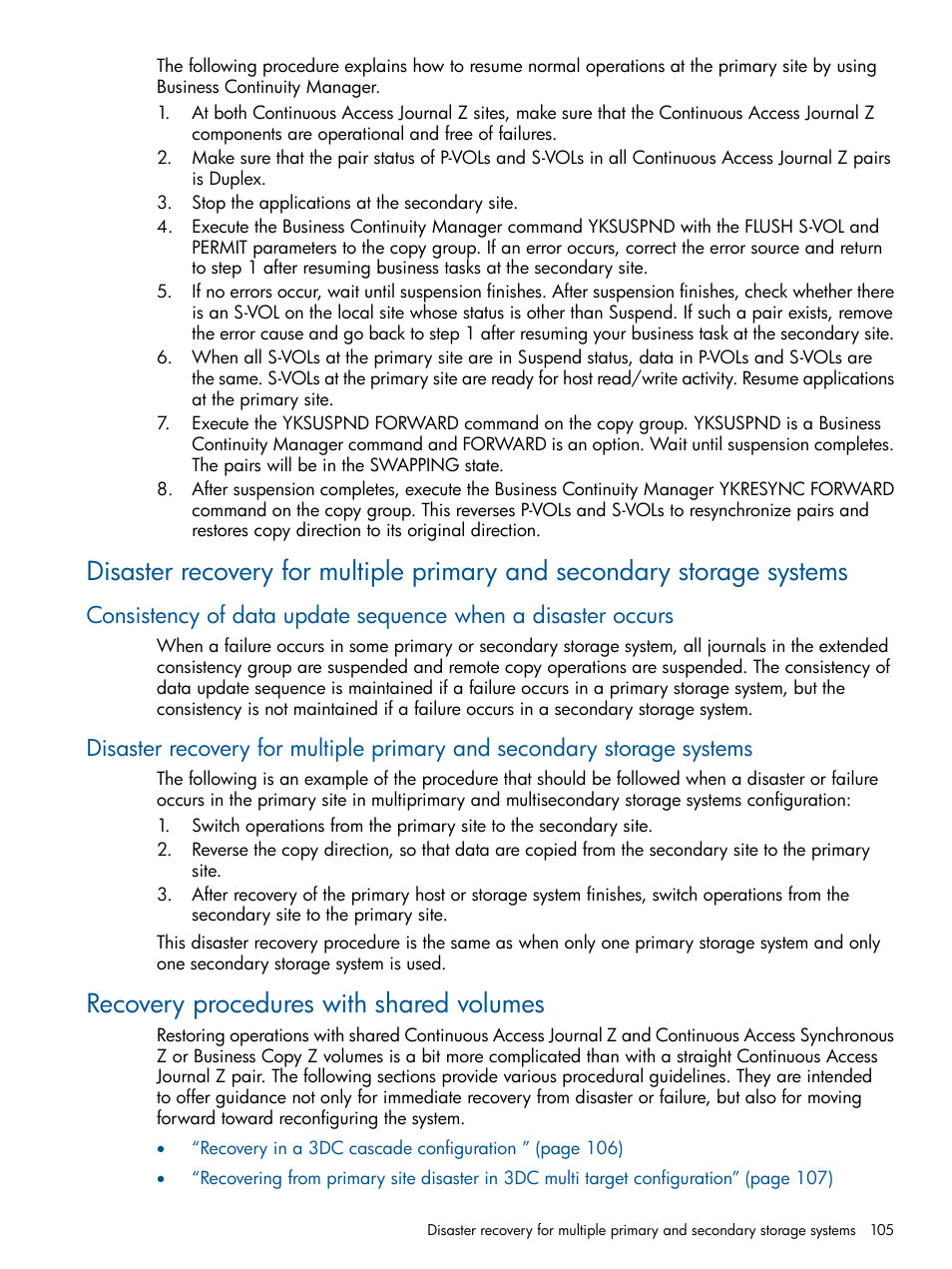 Recovery procedures with shared volumes | HP XP P9500 Storage User Manual | Page 105 / 193