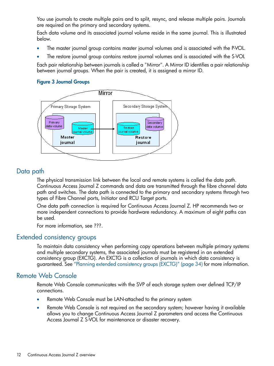 Data path, Extended consistency groups, Remote web console | HP XP P9500 Storage User Manual | Page 12 / 193