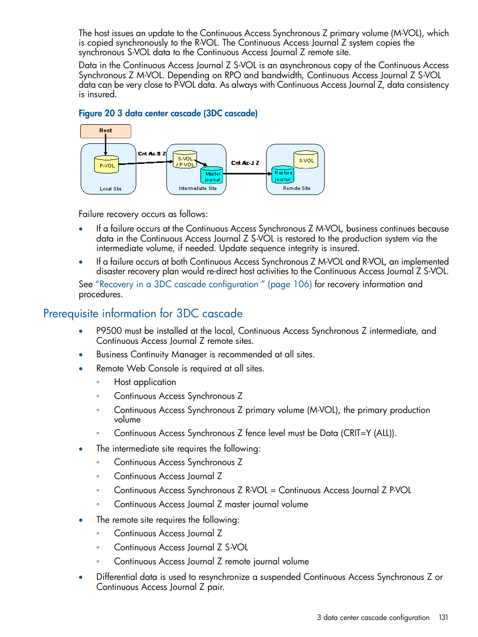 Prerequisite information for 3dc cascade | HP XP P9500 Storage User Manual | Page 131 / 193