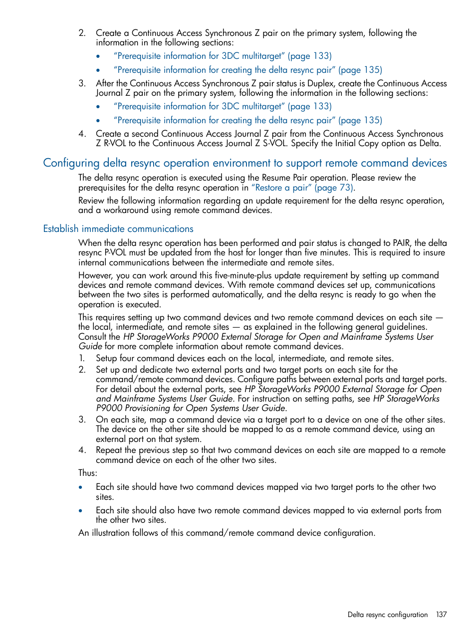 Establish immediate communications | HP XP P9500 Storage User Manual | Page 137 / 193