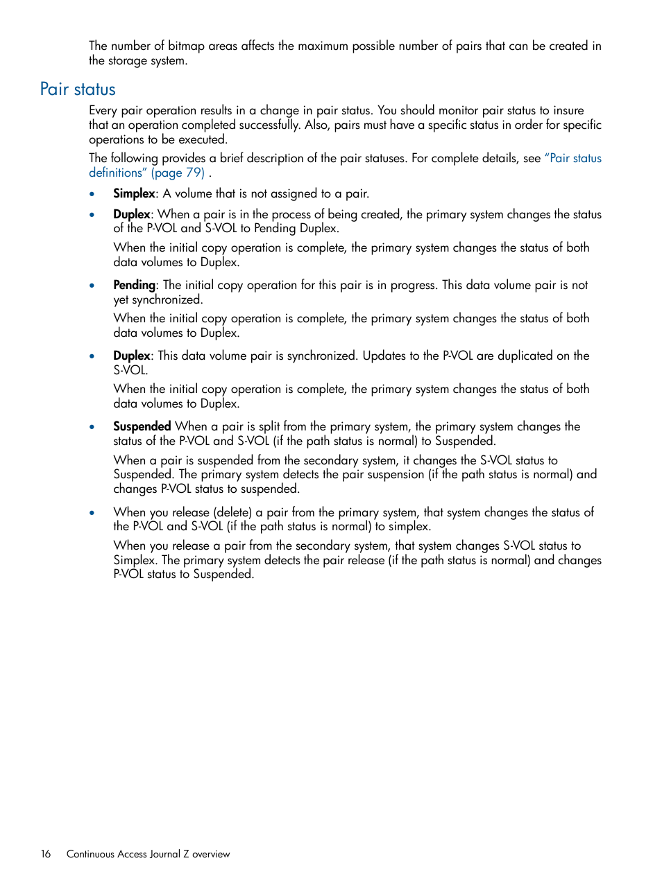 Pair status | HP XP P9500 Storage User Manual | Page 16 / 193