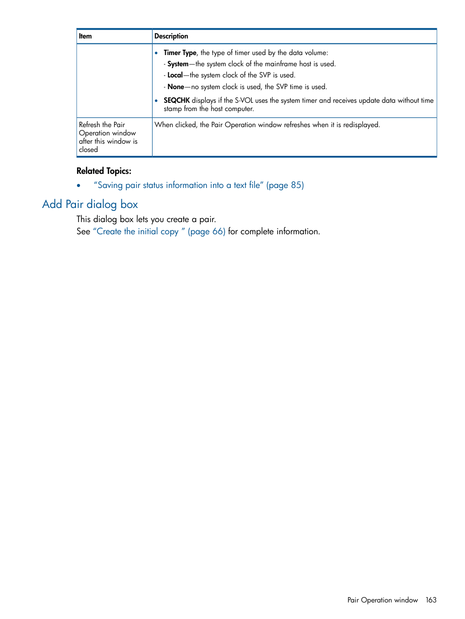 Add pair dialog box | HP XP P9500 Storage User Manual | Page 163 / 193