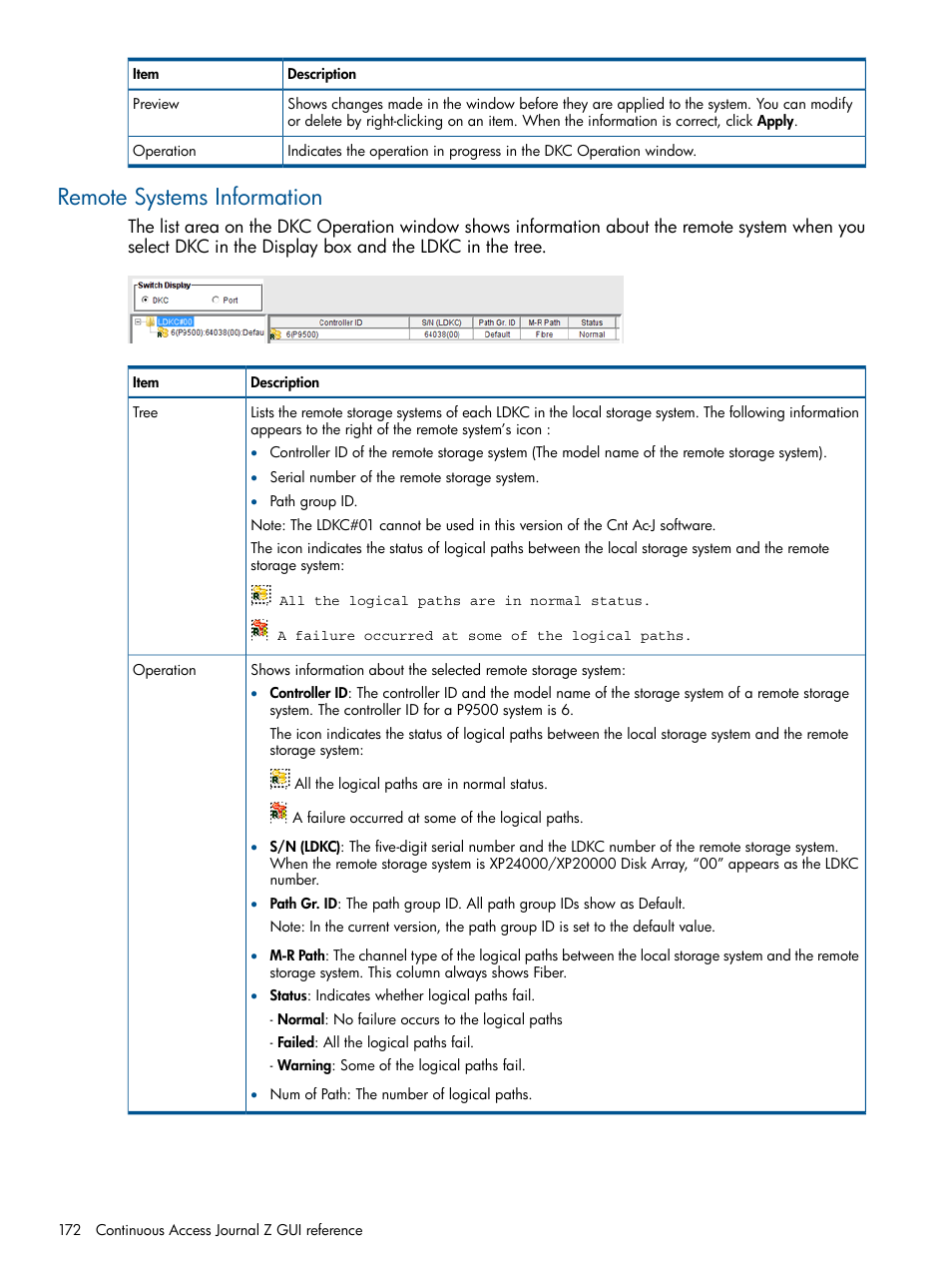 Remote systems information | HP XP P9500 Storage User Manual | Page 172 / 193