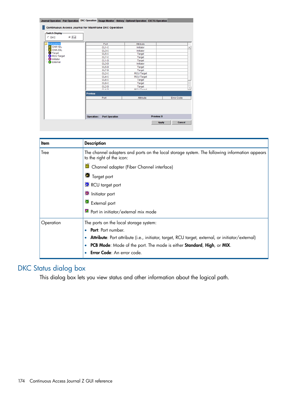Dkc status dialog box | HP XP P9500 Storage User Manual | Page 174 / 193