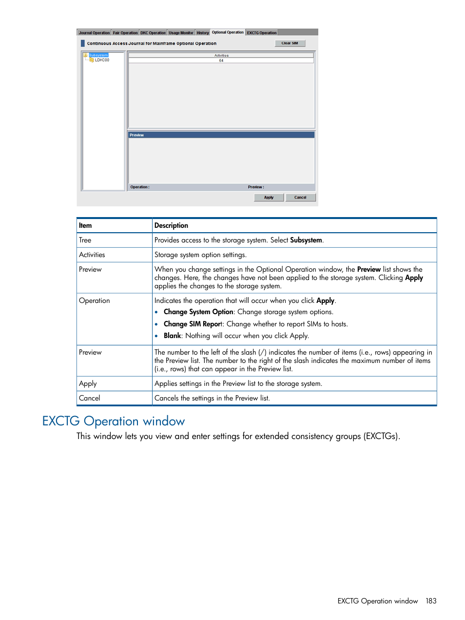 Exctg operation window | HP XP P9500 Storage User Manual | Page 183 / 193