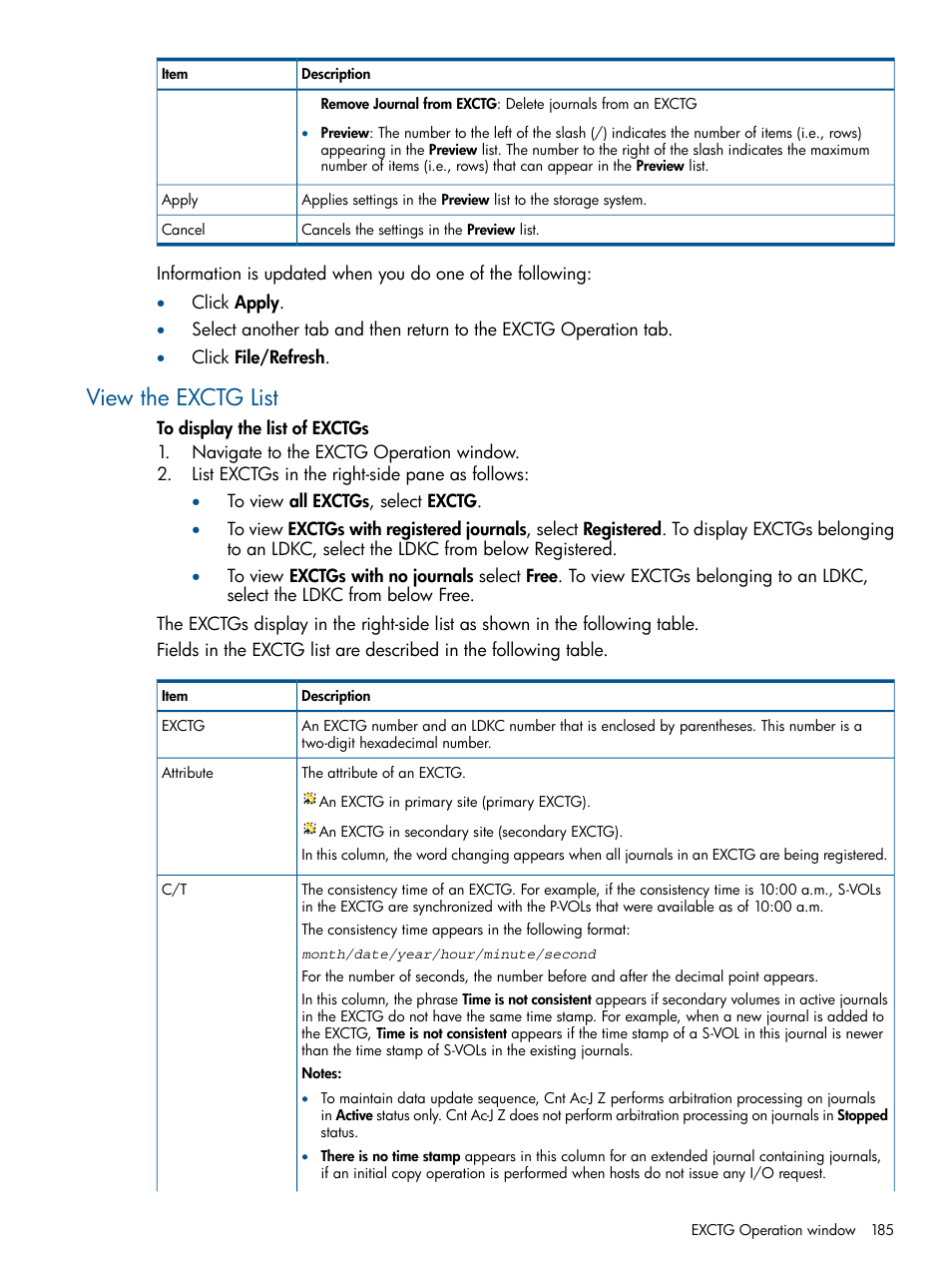 View the exctg list | HP XP P9500 Storage User Manual | Page 185 / 193