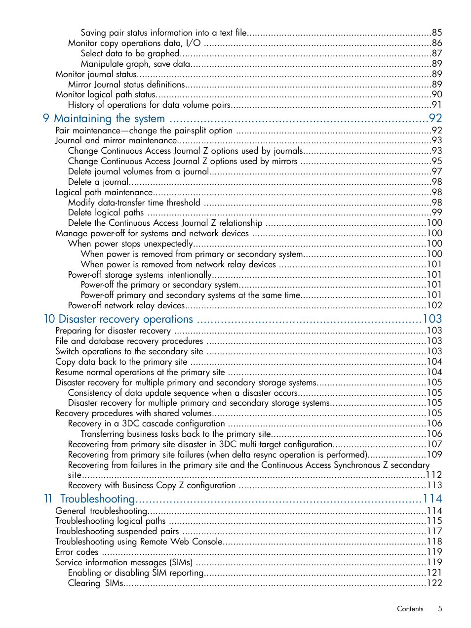 9 maintaining the system, 10 disaster recovery operations, 11 troubleshooting | HP XP P9500 Storage User Manual | Page 5 / 193