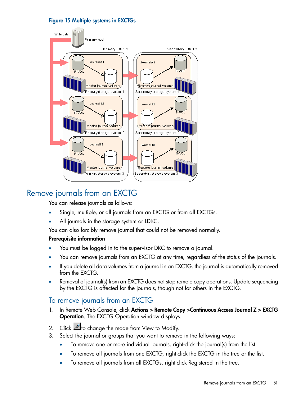 Remove journals from an exctg | HP XP P9500 Storage User Manual | Page 51 / 193