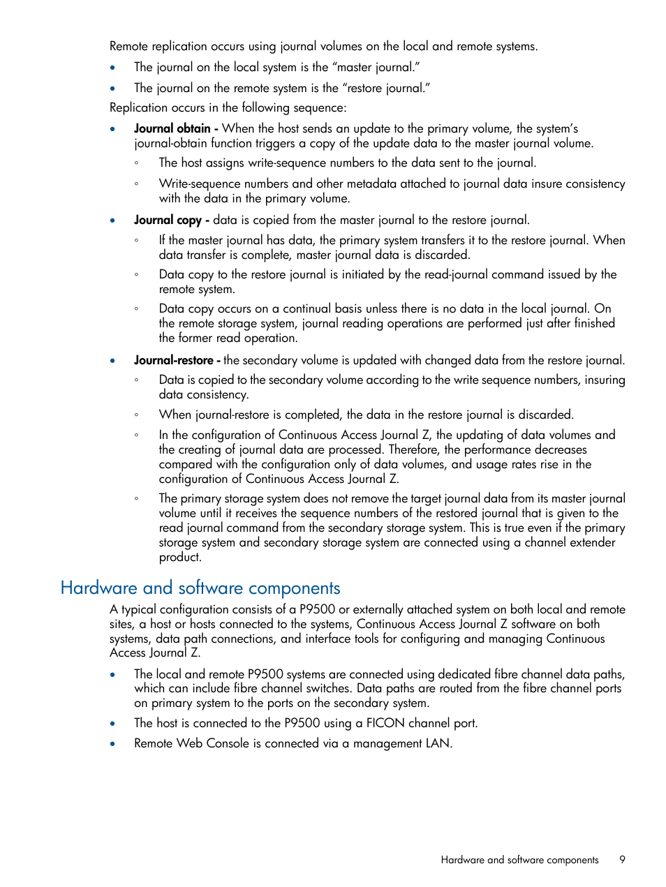 Hardware and software components | HP XP P9500 Storage User Manual | Page 9 / 193