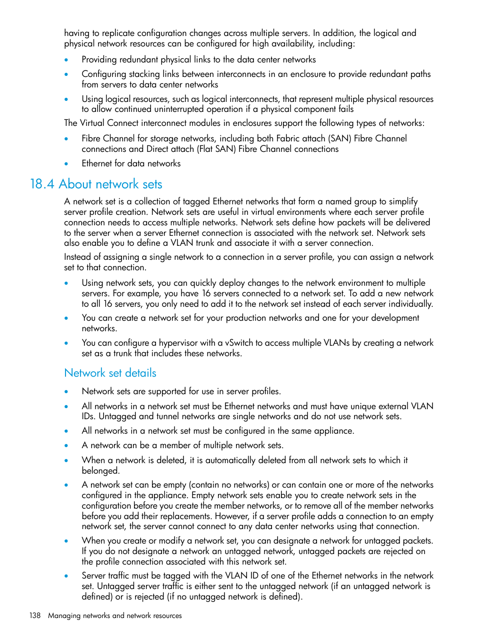 4 about network sets, Network set details | HP OneView User Manual | Page 138 / 344