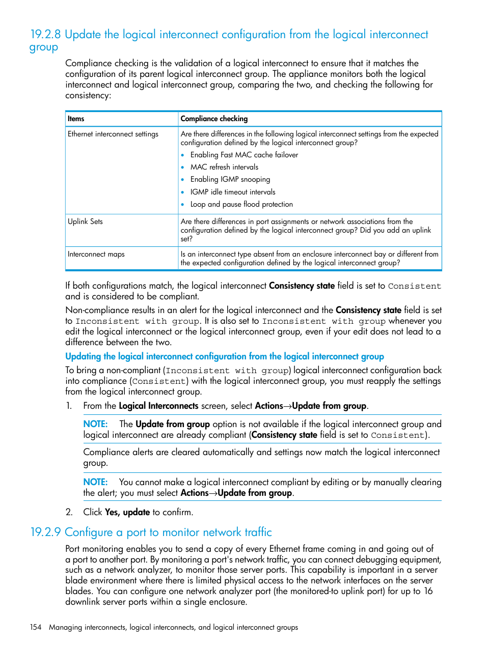 9 configure a port to monitor network traffic | HP OneView User Manual | Page 154 / 344