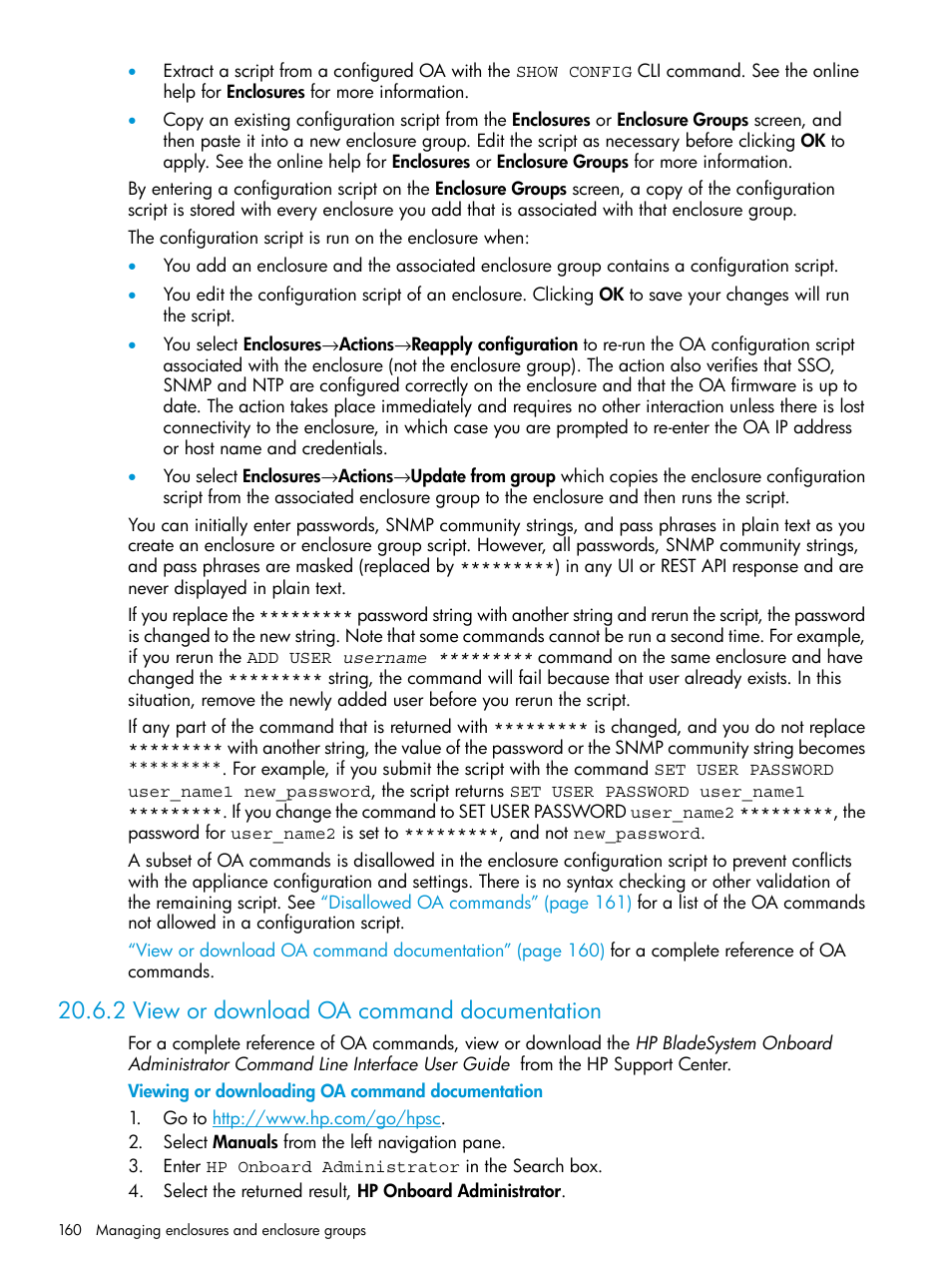 2 view or download oa command documentation | HP OneView User Manual | Page 160 / 344