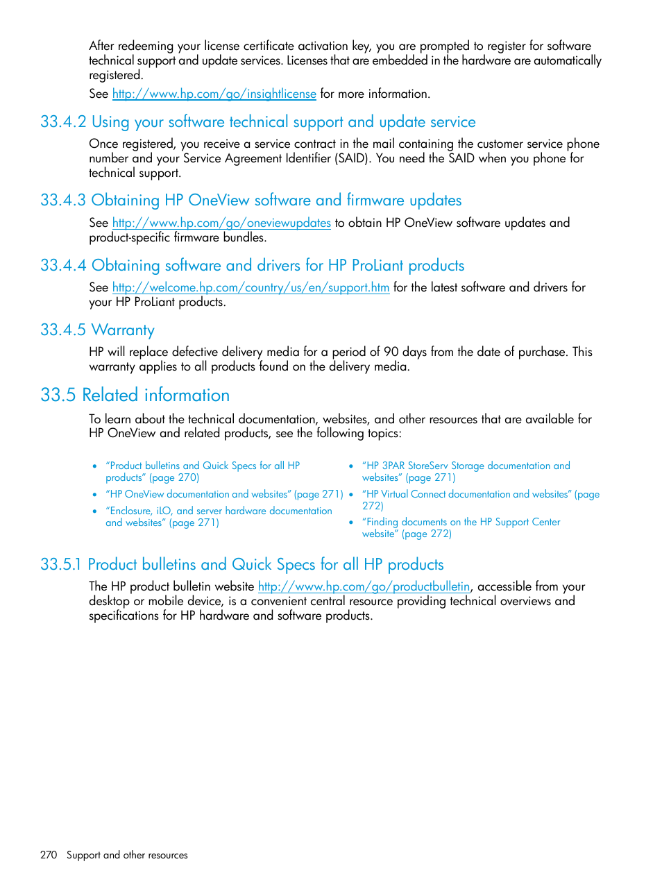 5 warranty, 5 related information | HP OneView User Manual | Page 270 / 344