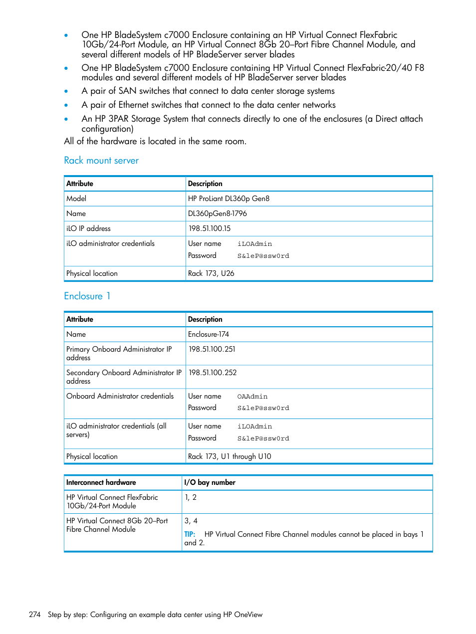 Rack mount server, Enclosure 1 | HP OneView User Manual | Page 274 / 344