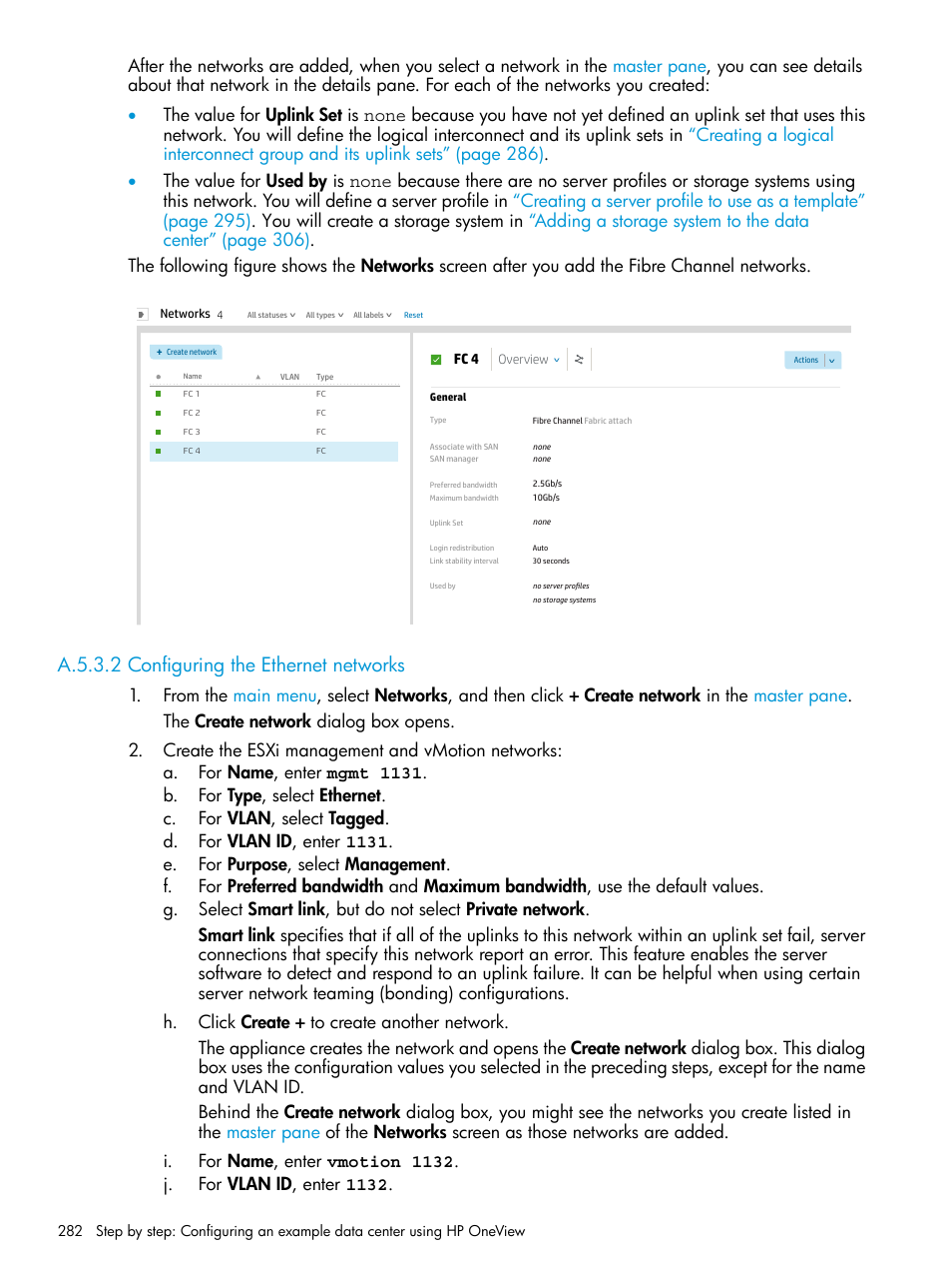 A.5.3.2 configuring the ethernet networks | HP OneView User Manual | Page 282 / 344