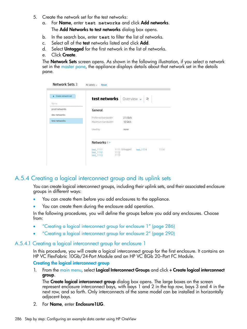 Creating a logical | HP OneView User Manual | Page 286 / 344