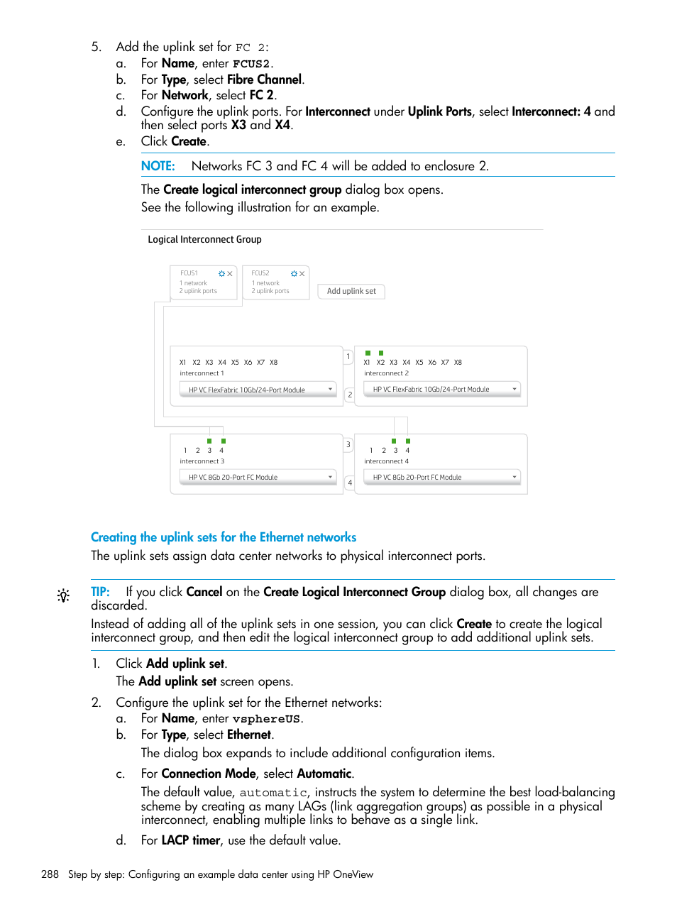 Create logical interconnect group, General | HP OneView User Manual | Page 288 / 344