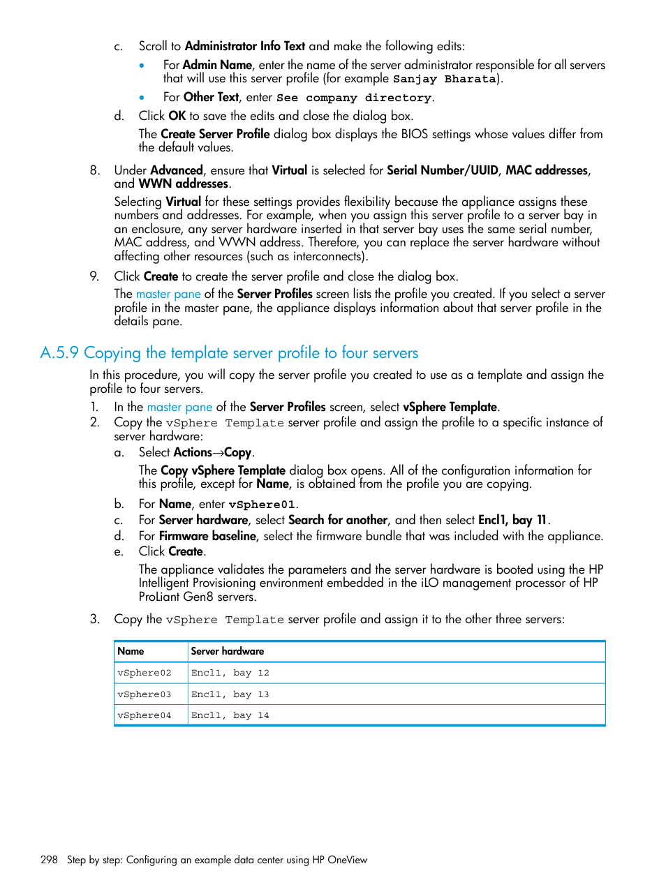 HP OneView User Manual | Page 298 / 344