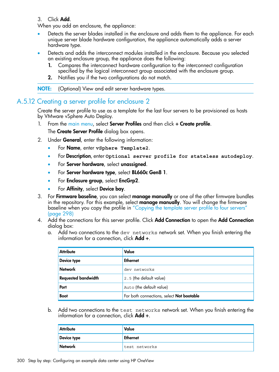 A.5.12 creating a server profile for enclosure 2 | HP OneView User Manual | Page 300 / 344