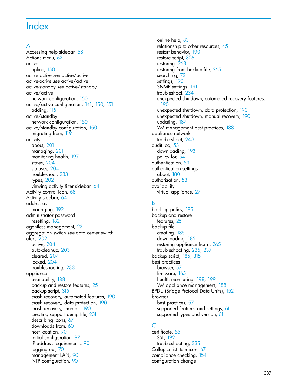 Index | HP OneView User Manual | Page 337 / 344